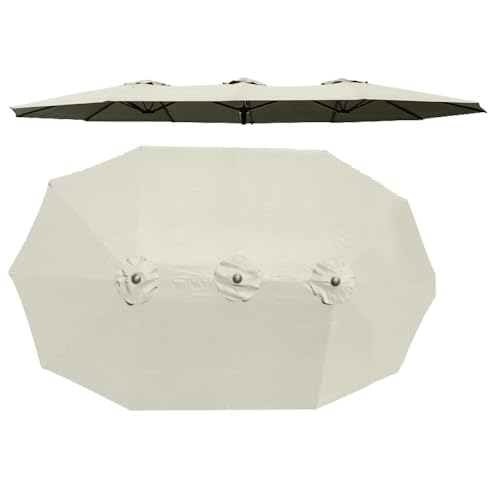 12-Rippen-Ersatzstoff für Schirmdach, doppelseitig, 4,5 m großer Dreifach-Sonnenschirm, Ersatzstoff für Markt, Terrasse, Garten (Beige) von Bestiry