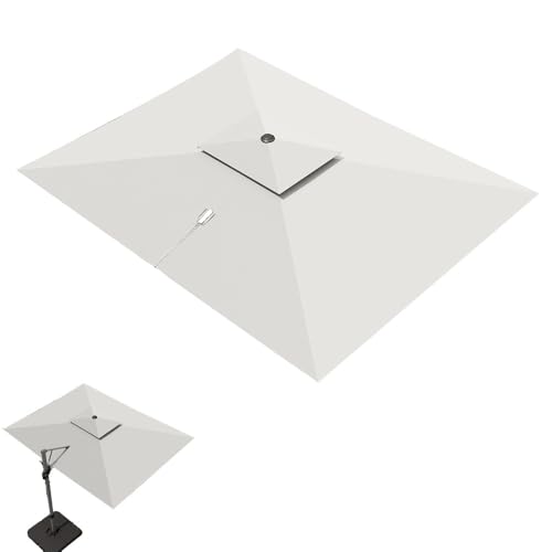 Bestiry 10' X 13' Rechteckiger versetzter Schirm, 8 Rippen, freitragender Terrassenschirm, Ersatzstoff, Outdoor-Schirme, Sonnenschutzabdeckung, UV-Schutz von Bestiry