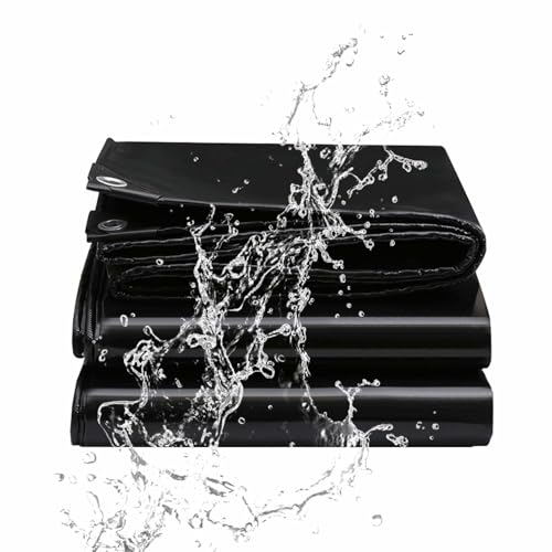 Bestiry 4x10ft Abdeckplane für den Außenbereich, schwarz, extra strapazierfähig, dick, wasserdicht, Mehrzweck-Polyethylenplane mit Ösen und verstärkten Kanten, reiß- und lichtbeständig von Bestiry