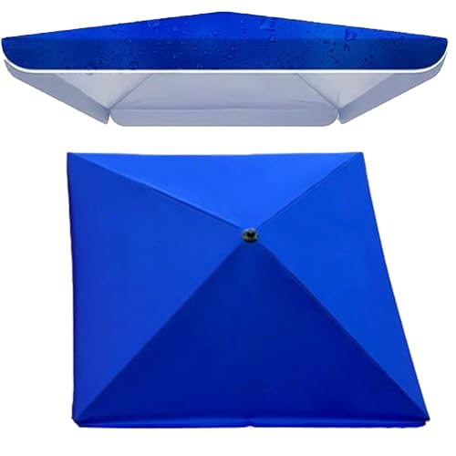 Bestiry 6,5' 8' 10' quadratischer Marktschirm, 4-Rippen-Ersatzstoff für Terrassentischschirme, wasserdichter Ersatzstoff für Sonnenschirme im Freien, UV-Schutz (blau, 3 x 3 (10' x 10')) von Bestiry