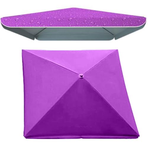 Bestiry 6,5' 8' 10' quadratischer Marktschirm, 4-Rippen-Ersatzstoff für Terrassentischschirme, wasserdichter Ersatzstoff für Sonnenschirme im Freien, UV-Schutz (lila, 2 x 2 m (6,5' x 6,5')) von Bestiry