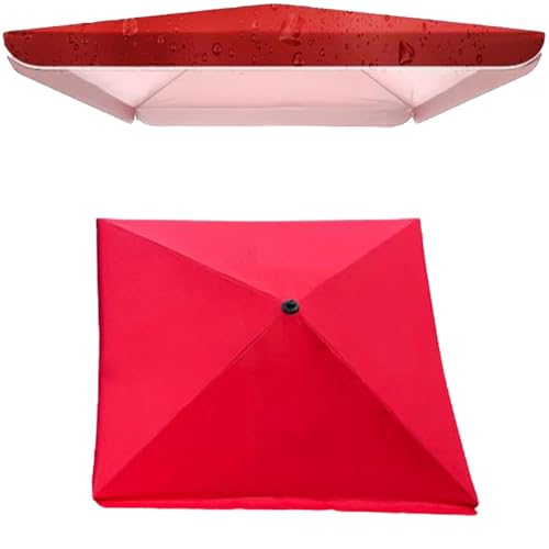 Bestiry 6,5' 8' 10' quadratischer Marktschirm, 4-Speichen-Ersatzstoff für Terrassentischschirme, wasserdichter Ersatzstoff für Sonnenschirme im Freien, UV-Schutz (rot, 2 x 2 m (6,5' x 6,5')) von Bestiry