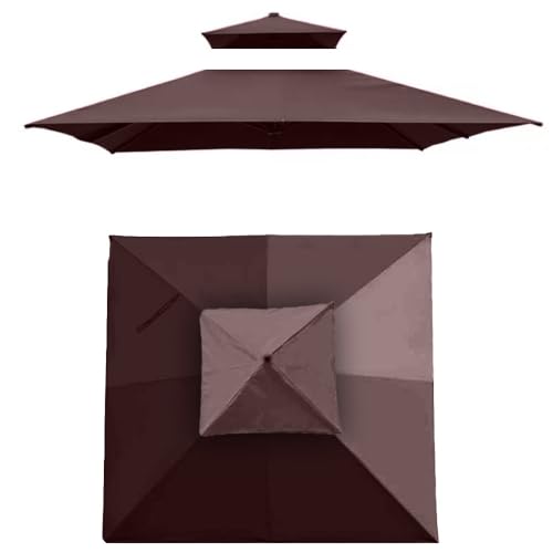 Bestiry 8,2' x 8,2' Regenschirm-Ersatzstoff, quadratische Sonnenschirm-Überdachung, 8 Rippen, winddichter Doppel-Top-Ersatzstoff für Garten, Hinterhof von Bestiry