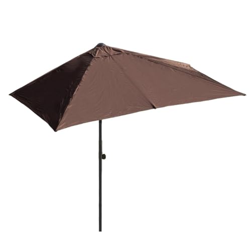 Bestiry Halbrechteckiger Terrassenschirm, Balkon-Wandschirm, UV-Schutz, halber Sonnenschirm für den Außenbereich, für Garten, Deck, Markt, Hinterhof, höhenverstellbar (Kaffee, 250 cm) von Bestiry