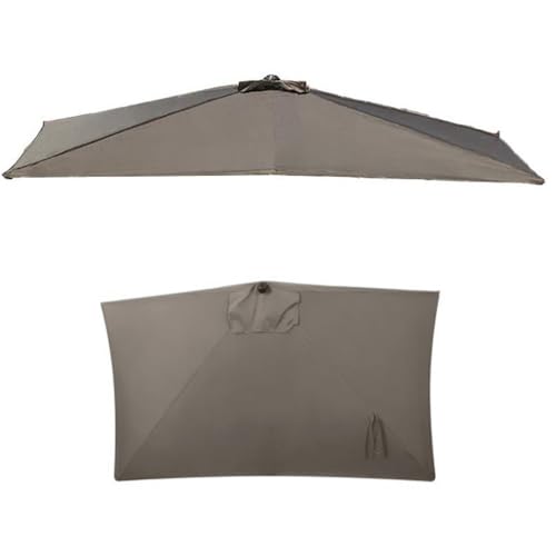 Bestiry Rechteckiger Halbschirm, Ersatzstoff, 5 Streben, 6,5' 8', wasserdichtes Segeltuch, Außenwandschirm, UV-Schutz, Terrassen-/Marktschirm-Oberseite (braun, 2 x 1 m (6,5' x 3,3')) von Bestiry
