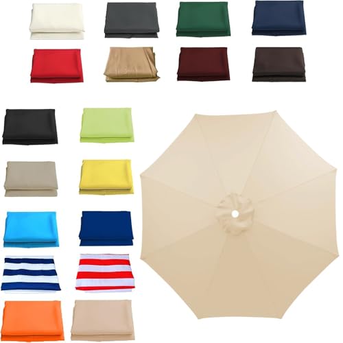 Ersatz-Sonnenschirmdach mit 6 oder 8 Armen, Ersatztuch für freitragenden Sonnenschirm, 6,5', 7,5', 8', 9', 10', Ersatzbezug für Sonnenschirm für Terrassentisch im Freien (Beige, 8 Rippen/2,3 m (7,5 Fu von Bestiry