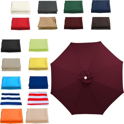 Ersatz-Sonnenschirmdach mit 6 oder 8 Armen, Ersatztuch für freitragenden Sonnenschirm, 6,5', 7,5', 8', 9', 10', Ersatzbezug für Sonnenschirm für Terrassentisch im Freien (Burgunderrot, 6 Rippen/3,0 m von Bestiry