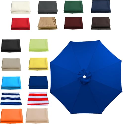 Ersatz-Sonnenschirmdach mit 6 oder 8 Armen, Ersatztuch für freitragenden Sonnenschirm, 6,5', 7,5', 8', 9', 10', Ersatzbezug für Sonnenschirm für Terrassentisch im Freien (Dunkelblau, 6 Rippen/2,7 m (9 von Bestiry