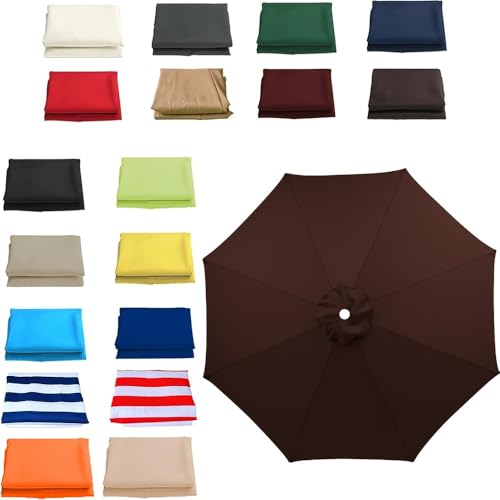 Ersatz-Sonnenschirmdach mit 6 oder 8 Armen, Ersatztuch für freitragenden Sonnenschirm, 6,5', 7,5', 8', 9', 10', Ersatzbezug für Sonnenschirm für Terrassentisch im Freien (Kaffee, 8 Rippen/2,7 m (9 Fuß von Bestiry