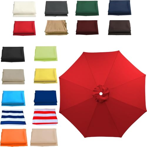 Ersatz-Sonnenschirmdach mit 6 oder 8 Armen, Ersatztuch für freitragenden Sonnenschirm, 6,5', 7,5', 8', 9', 10', Ersatzbezug für Sonnenschirm für Terrassentisch im Freien (rot, 6 Rippen/2 m (6,5 Fuß)) von Bestiry