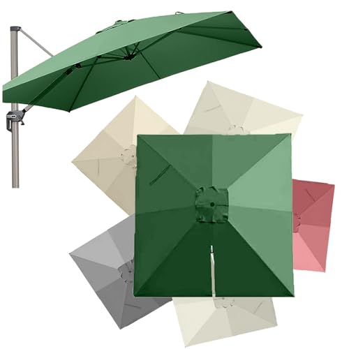Ersatzstoff für quadratische Freischwinger-Sonnenschirme, 2,44 m, 3,04 m, 8 Rippen, Abdeckung für versetzte Terrassenschirme, Abdeckung für Garten-Poolschirme, UV-beständiges Segeltuch (Dunkelgrün, 2, von Bestiry