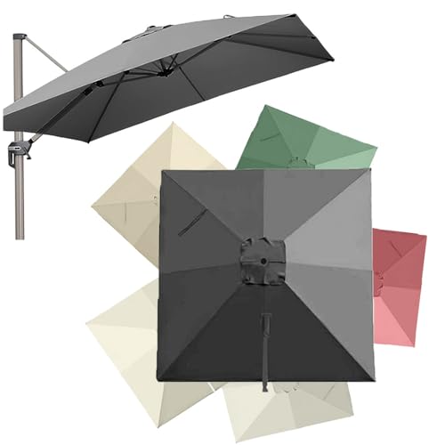 Ersatzstoff für quadratische Freischwinger-Sonnenschirme, 2,44 m, 3 m, 8 Rippen, Abdeckung für versetzten Sonnenschirm auf der Terrasse, Abdeckung für Garten-Poolschirme, UV-beständiges Segeltuch (gra von Bestiry