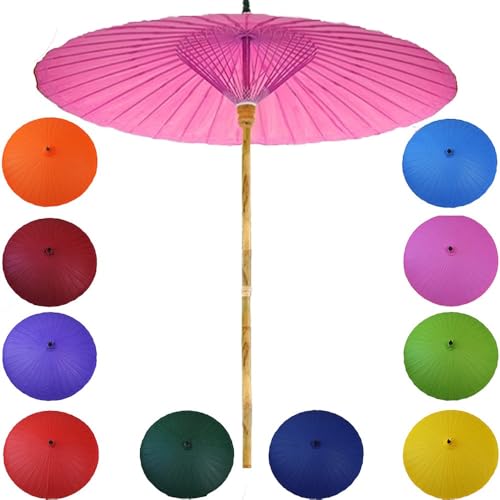 Große geölte Papierschirme, 2 m, rund, Retro-Gartenschirm, tragbarer Strandschirm, dekorativer Bambusschirm, wasserdicht, für Hochzeitsfeiern im Garten (Pink) von Bestiry