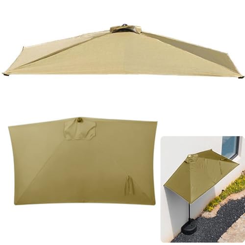 Halbrechteckiger Schirmstoff, Ersatzstoff, 5 Rippen, wasserdichtes Segeltuch, für den Außenbereich, Wandschirm, UV-Schutz, für Terrassen, Märkte, Sonnenschirm (Gelbbraun, 2 x 1 m (6,5 x 3,3 Zoll)) von Bestiry
