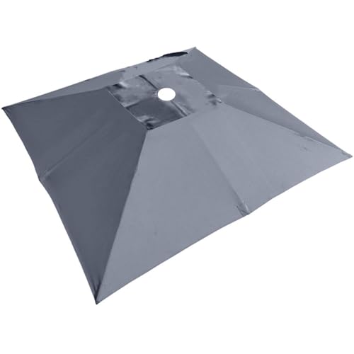 Quadratischer freitragender Sonnenschirm, 2,4 x 2,4 m, 8 Rippen, Ersatztuch für Poolschirm, versetzte Sonnenschirmabdeckung für Terrasse, Hinterhof, Deck, Garten (grau, 2,5 m (8') – Einzeloberteil) von Bestiry