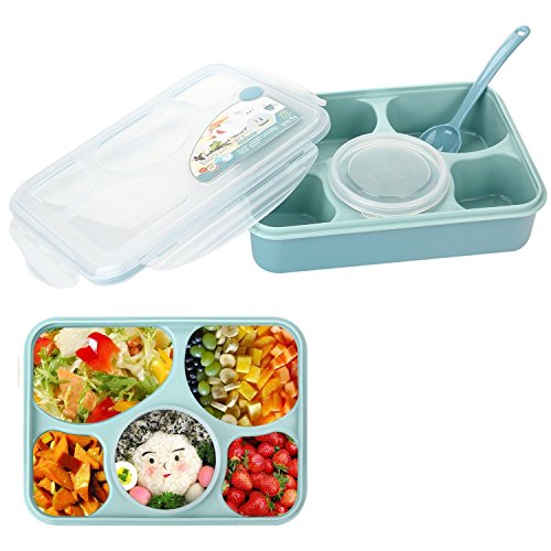 Bestland Bento Box Mikrowelle und Spülmaschinenfest Lunch Box mit mit 5 + 1 Getrennt Containers (Blau) von BestLand