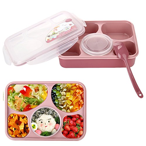 Bestland Bento Box Mikrowelle und Spülmaschinenfest Lunch Box mit mit 5 + 1 Getrennt Containers (Rosa) von BestLand