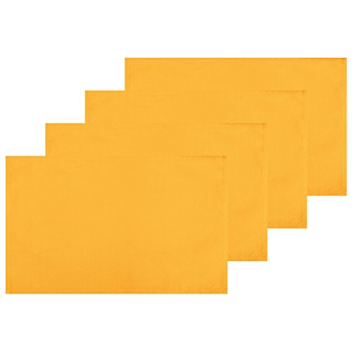 4er Set Tischsets Platzset Tischuntersetzer Platzdeckchen Tischdeko Tischmatte Essensunterlage Maße 30x45 cm, Farbe: Hellorange - Marigold von Bestlivings