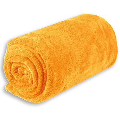 Babydecke Schmusedecke Kuscheldecke Krabbeldecke Wickeldecke Mikrofaser viele Farben und Größen (ca. 90x140 cm/maisgelb - Hellorange) von Bestlivings