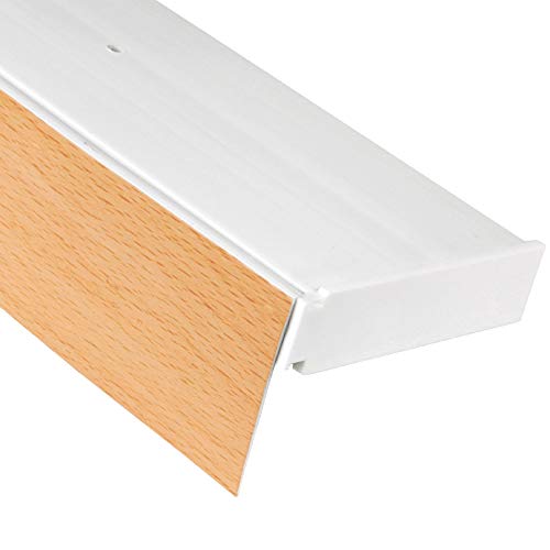 Bestlivings 2-Läufige Vorhangschiene mit Innenlauf aus Kunststoff in 330cm (1x90cm, 2x120cm), Kunststoff Blende BUCHE Optik, Gardinenschiene von Bestlivings