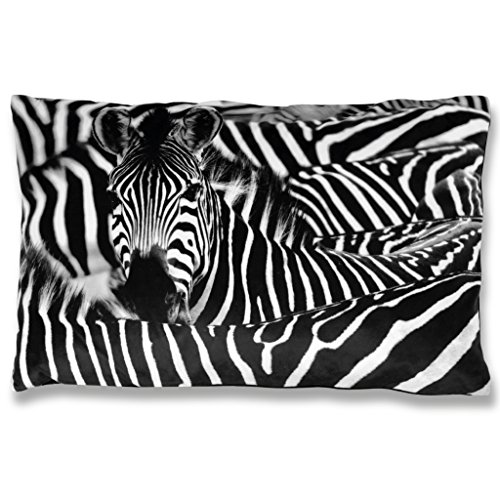 Bestlivings 2er Pack Kissenbezug beidseitiger Fotodruck Motiv in 40x60cm, Kissenhülle Bezug mit Reißverschluss (Design: Zebra) von Bestlivings