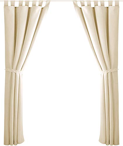 Bestlivings 2er Set Dekoschal mit Schlaufe, inkl. Raffhalter & Haken, beige in 140x175 cm von Bestlivings