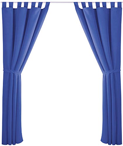 Bestlivings 2er Set Dekoschal mit Schlaufe, inkl. Raffhalter & Haken, blau in 140x225 cm von Bestlivings