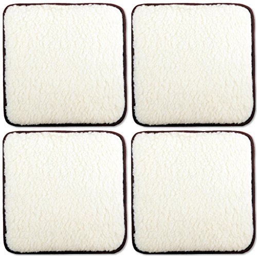 Bestlivings 4er Pack Lammflor Stuhlkissen Sitzkissen Polsterkissen 36x36 cm Auswahl: 36x36 cm Creme - beige von Bestlivings