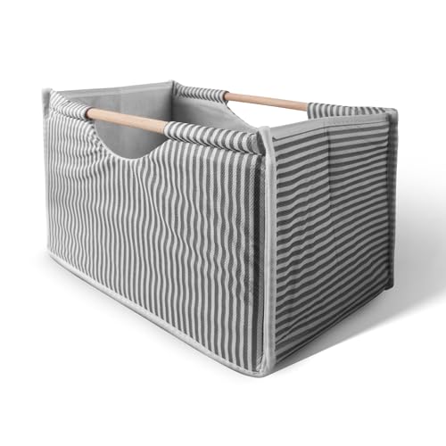 Bestlivings Aufbewahrungsbox faltbar ( 32x17x18cm LxBxH ), Ordnungsbox für Regal und Kleiderschrank, Schubladen Organizer mit Holz Griff, Aufbewahrungskorb aus Vlies, Ordnungssystem von Bestlivings