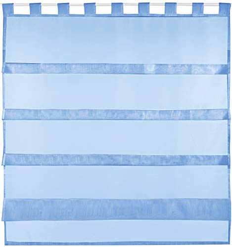 Bestlivings Blaue Bistrogardine Transparent mit Schlaufen in 100x110 cm (BxL), in vielen Varianten erhältlich von Bestlivings