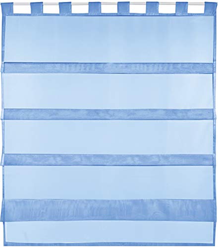 Bestlivings Blaue Bistrogardine Transparent mit Schlaufen in 90x110 cm (BxL), in vielen Varianten erhältlich von Bestlivings