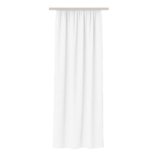 Bestlivings Vorhang Blickdicht (140x145cm / 1 Stück) Gardine Uni (Weiß) mit Kräuselband/Universalband, Dekoschal für Fenster, Balkon - Dekorativer Gardinenschal von Bestlivings