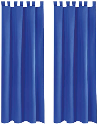 Bestlivings Blickdichte Gardine im 2er Pack mit Schlaufen (140x175 cm/Blau) + 2 Raffhalter, in vielen Farben von Bestlivings