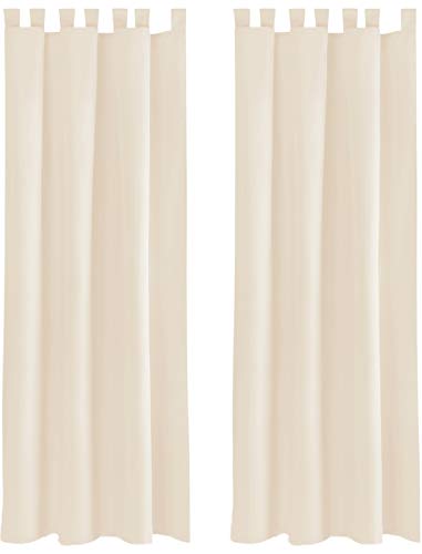 Bestlivings Blickdichte Gardine im 2er Pack mit Schlaufen (140x245 cm/Beige) + 2 Raffhalter, in vielen Farben von Bestlivings