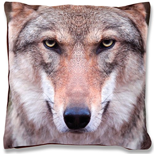 Bestlivings Dekokissen Fotodruck Motiv in 40x40 cm, Flauschig weiches Kissen in vielen Motiven erhältlich (Design: Wolf) von Bestlivings