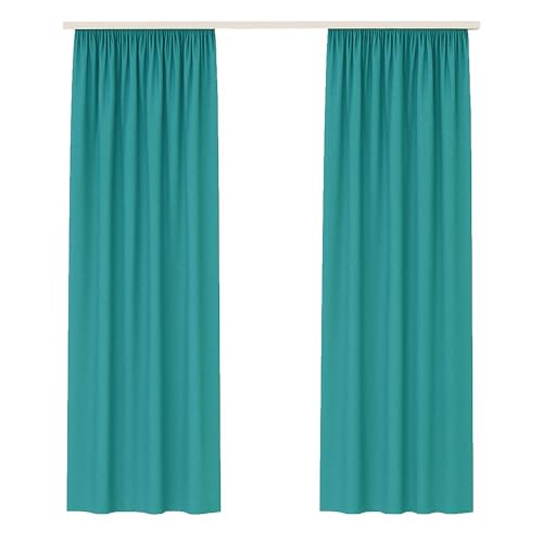 Bestlivings Vorhang Blickdicht (140x145cm / 2 Stück) Gardine Uni (Türkis) mit Kräuselband/Universalband, Dekoschal für Fenster, Balkon - Dekorativer Gardinenschal Bestlivings Vorhang Blickdicht (140x145cm / 2 Stück) Gardine Uni (Türkis) mit Kräuselband/Universalband, Dekoschal für Fenster, Balkon - Dekorativer Gardinenschal von Bestlivings