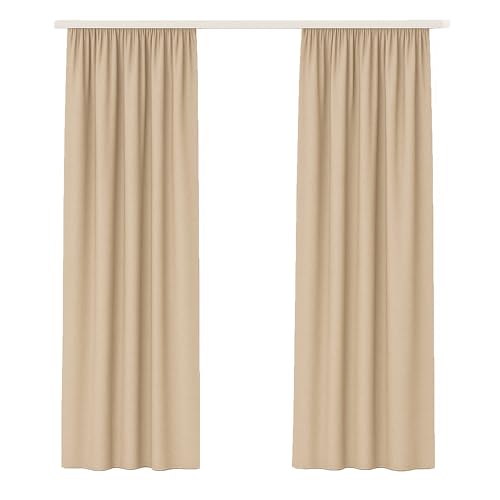 Bestlivings Vorhang Blickdicht (140x175cm / 2 Stück) Gardine Uni (Beige) mit Kräuselband/Universalband, Dekoschal für Fenster, Balkon - Dekorativer Gardinenschal Bestlivings Vorhang Blickdicht (140x175cm / 2 Stück) Gardine Uni (Beige) mit Kräuselband/Universalband, Dekoschal für Fenster, Balkon - Dekorativer Gardinenschal von Bestlivings