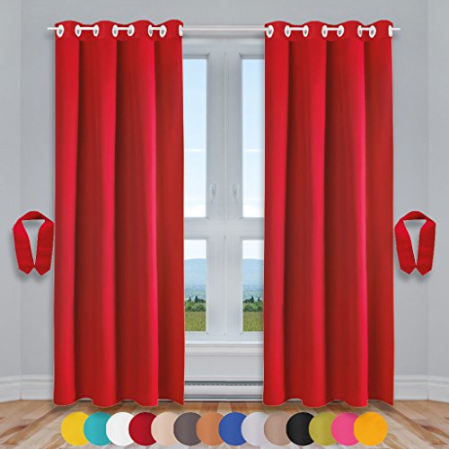 Bestlivings Dekoschal Ösen Ellen 2er Pack inkl. Raffhalter & Raffhaken, Auswahl: Größe 140 x 225 cm, Farbe: rot - Karminrot Bestlivings Dekoschal Ösen Ellen 2er Pack inkl. Raffhalter & Raffhaken, Auswahl: Größe 140 x 225 cm, Farbe: rot - Karminrot von Bestlivings