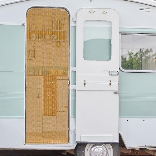 Bestlivings Fadenvorhang (56x185cm) in Gold, Caravan Camping Fadengardine ideal für Wohnwagen/Wohmobil als Türvorhang von Bestlivings