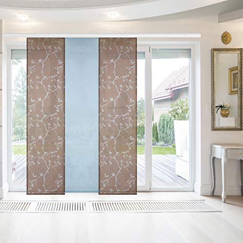 Bestlivings Flächenvorhang Elena 3er Pack Ausbrenner 60 x 260 cm (B x H) in Braun-Hellblau inkl. Zubehör, ausgebrannte Motive Schiebevorhang, in vielen Farben von Bestlivings