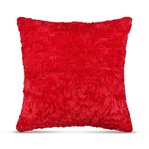 Bestlivings Flauschige Kissenhülle 40x40 mit Reißverschluss, (Rot) Kissenbezug mit Rosenmuster, Dekorative Kissenbezüge, weicher Bezug für Kissen von Bestlivings