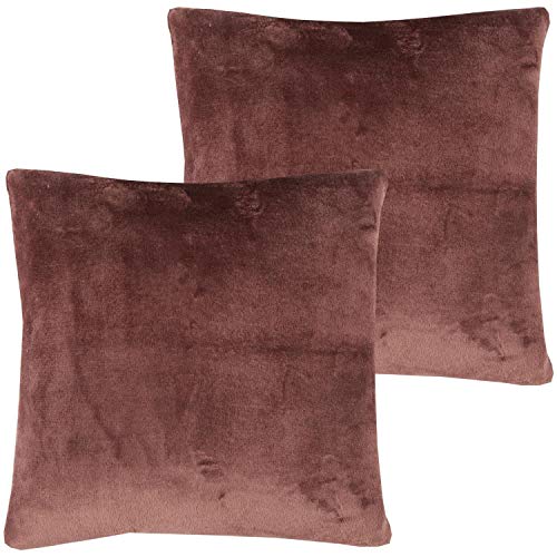 Bestlivings Flauschige Kissenhülle Celina (50 x 50 cm / 2er Pack) - Kuscheliger Bezug mit Reißverschluss Braun ideal für Dekokissen und Sofakissen von Bestlivings