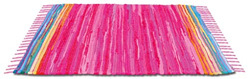 Bestlivings Flickenteppich 120 x 180 cm aus handgewebter Baumwolle in Pink - Rosa, viele Variationen von Bestlivings