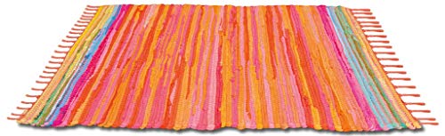 Bestlivings Flickenteppich 140 x 200 cm aus handgewebter Baumwolle in Orange - Coral, viele Variationen von Bestlivings