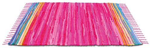 Bestlivings Flickenteppich 140 x 200 cm aus handgewebter Baumwolle in Pink - Rosa, viele Variationen von Bestlivings