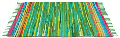Bestlivings Flickenteppich 60 x 90 cm aus handgewebter Baumwolle in Grün - Dunkelgrün, viele Variationen von Bestlivings