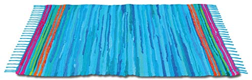 Bestlivings Flickenteppich 70 x 180 cm aus handgewebter Baumwolle in Blau - Dunkelblau, viele Variationen von Bestlivings