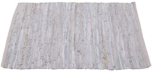 Bestlivings Flickenteppich Rund 90 x 150 cm aus handgewebter Baumwolle in Leder weiß - viele Variationen von Bestlivings