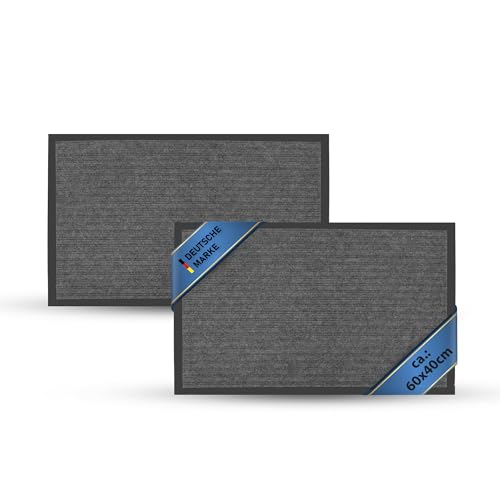 Bestlivings Fußmatte 2er Pack für Eingangsbereich- Schmutzfangmatte (Grau / 60x40cm) rutschfeste Sauberlaufmatte für Innen und Außen, saugfähiger Fußabstreifer von Bestlivings