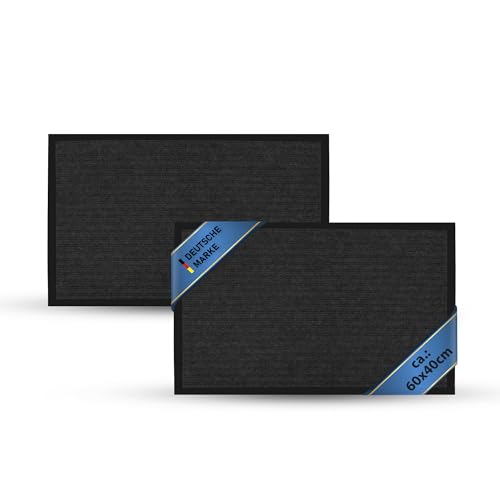 Bestlivings Fußmatte 2er Pack für Eingangsbereich- Schmutzfangmatte (Schwarz / 60x40cm) rutschfeste Sauberlaufmatte für Innen und Außen, saugfähiger Fußabstreifer von Bestlivings
